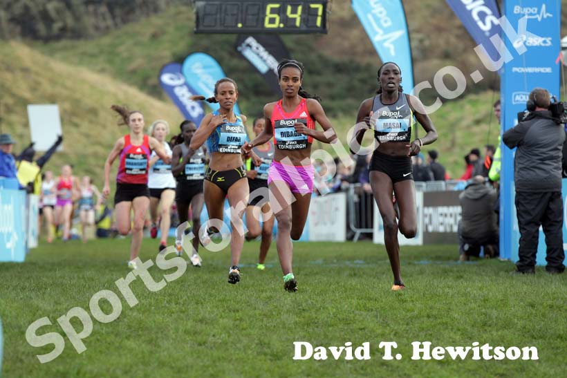 Genzebe Dibaba and Linet Masai during the Internation Womens 3k BUPA Great Edinburgh Cross country.